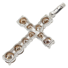 K18WG ホワイトゴールド ダイヤ1.00ct クロスモチーフ ペンダントトップ ネックレス レディース 【中古】