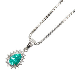Pt900 プラチナ Pt850 プラチナ エメラルド0.52ct ダイヤ0.12ct ペンダント ネックレス レディース 【中古】