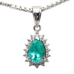Pt900 プラチナ Pt850 プラチナ エメラルド0.52ct ダイヤ0.12ct ペンダント ネックレス レディース 【中古】