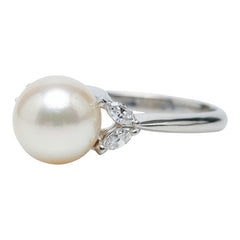 Pt900 プラチナ アコヤパール9.1mm ダイヤ0.23ct リング 指輪 レディース 13.5号 【中古】
