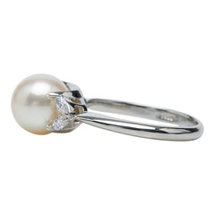 Pt900 プラチナ アコヤパール9.1mm ダイヤ0.23ct リング 指輪 レディース 13.5号 【中古】