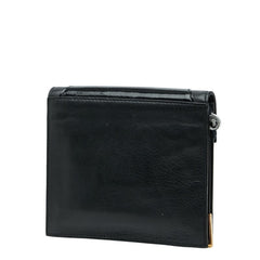 ヴェルサーチェ Vロゴ クラッチバッグ ブラック レザー レディース VERSACE 【中古】
