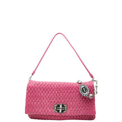 ミュウミュウ マテラッセ ビジュー チェーン ワンショルダーバッグ ピンク レザー レディース MIUMIU 【中古】