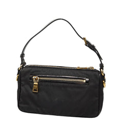プラダ 三角ロゴプレート ハンドバッグ ワンショルダーバッグ ブラック ナイロン レザー レディース PRADA 【中古】