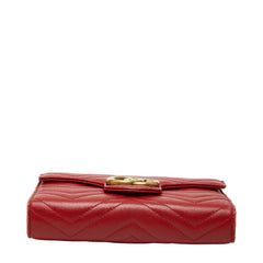 グッチ GGマーモント チェーンウォレット ショルダーバッグ 474575 レッド レザー レディース GUCCI 【中古】
