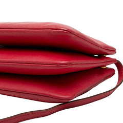 セリーヌ トリオ 斜め掛け ショルダーバッグ フューシャピンク レザー レディース CELINE 【中古】