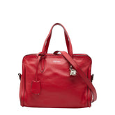 Alexander McQueen アレキサンダー マックイーン スカル ハンドバッグ ショルダーバッグ 2WAY レッド レザー レディース 【中古】