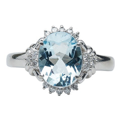 Pt900 プラチナ アクアマリン2.09ct ダイヤ0.18ct リング 指輪 レディース 13.5号 【中古】