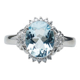 Pt900 プラチナ アクアマリン2.09ct ダイヤ0.18ct リング 指輪 レディース 13.5号 【中古】