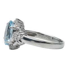 Pt900 プラチナ アクアマリン2.09ct ダイヤ0.18ct リング 指輪 レディース 13.5号 【中古】