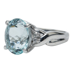 Pt900 プラチナ アクアマリン4.78ct ダイヤ0.06ct リング 指輪 レディース 10.5号 【中古】