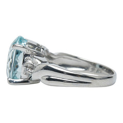 Pt900 プラチナ アクアマリン4.78ct ダイヤ0.06ct リング 指輪 レディース 10.5号 【中古】