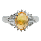 Pt900 プラチナ ファイアオパール1.04ct ダイヤ0.41ct リング 指輪 レディース 10号 【中古】