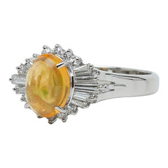 Pt900 プラチナ ファイアオパール1.04ct ダイヤ0.41ct リング 指輪 レディース 10号 【中古】