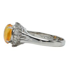 Pt900 プラチナ ファイアオパール1.04ct ダイヤ0.41ct リング 指輪 レディース 10号 【中古】