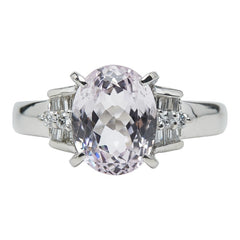 Pt900 プラチナ クンツアイト3.93ct ダイヤ0.26ct リング 指輪 レディース 12号 【中古】
