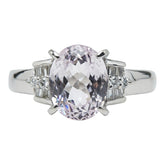 Pt900 プラチナ クンツアイト3.93ct ダイヤ0.26ct リング 指輪 レディース 12号 【中古】
