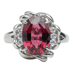 Pt900 プラチナ ガーネット2.68ct ダイヤ0.10ct リング 指輪 レディース 6号 【中古】