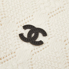 シャネル ココマーク ニット サイズ38 P72090K10339 ホワイト ブラック カシミヤ ポリウレタン レディース CHANEL 【中古】