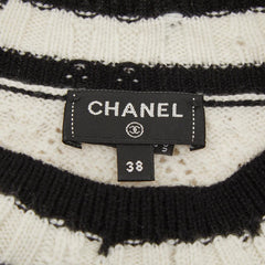 シャネル ココマーク ニット サイズ38 P72090K10339 ホワイト ブラック カシミヤ ポリウレタン レディース CHANEL 【中古】
