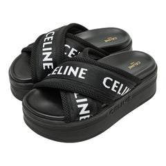 セリーヌ ブロックスライド サンダル サイズ36 RM0223 ブラック テキスタイル レディース CELINE 【中古】