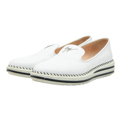 ジュゼッペザノッティ - ローファー スリッポン サイズ38 1/2 ホワイト ブラック レザー ラバー レディース GIUSEPPE ZANOTTI 【中古】