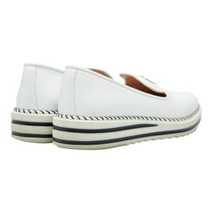 ジュゼッペザノッティ - ローファー スリッポン サイズ38 1/2 ホワイト ブラック レザー ラバー レディース GIUSEPPE ZANOTTI 【中古】