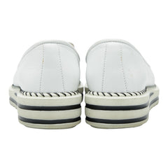 ジュゼッペザノッティ - ローファー スリッポン サイズ38 1/2 ホワイト ブラック レザー ラバー レディース GIUSEPPE ZANOTTI 【中古】