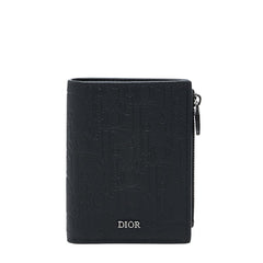 ディオール バーティカル コンパクト カードホルダー 二つ折り財布 ブラック レザー メンズ Dior 【中古】