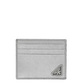 プラダ 三角ロゴプレート カードケース シルバー レザー レディース PRADA 【中古】