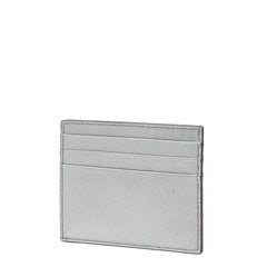 プラダ 三角ロゴプレート カードケース シルバー レザー レディース PRADA 中古