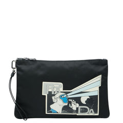 プラダ モンキーロボット クラッチバッグ セカンドバッグ ブラック マルチカラー ナイロン サフィアーノレザー メンズ PRADA 【中古】