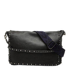 ヴァレンティノ ロックスタッズ 斜め掛け ショルダーバッグ ブラック パープル レザー メンズ VALENTINO 【中古】