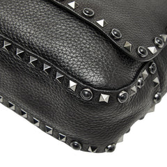 ヴァレンティノ ロックスタッズ 斜め掛け ショルダーバッグ ブラック パープル レザー メンズ VALENTINO 【中古】