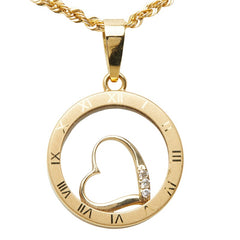 K18YG イエローゴールド ダイヤ0.025ct ハートモチーフ ネックレス レディース 【中古】
