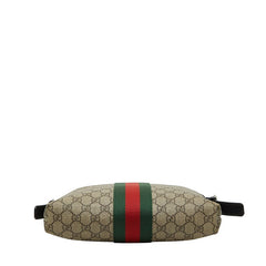 グッチ GGスプリーム シェリーライン 斜め掛け ショルダーバッグ 387111 ベージュ グリーン レッド PVC レザー レディース GUCCI 【中古】