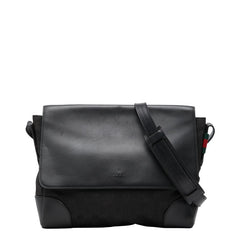 グッチ GGキャンバス ショルダーバッグ 353401 ブラック キャンバス レザー レディース GUCCI 【中古】