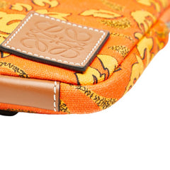 ロエベ × パウラズイビザ ポーチ 小物入れ オレンジ マルチカラー キャンバス レザー レディース LOEWE 【中古】