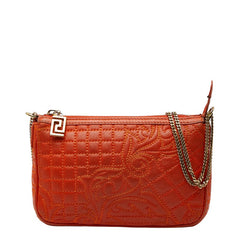 ヴェルサーチェ チェーン ショルダーバッグ オレンジ レザー レディース VERSACE 【中古】