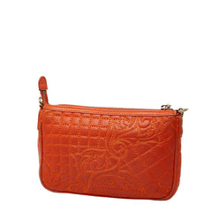 ヴェルサーチェ チェーン ショルダーバッグ オレンジ レザー レディース VERSACE 【中古】