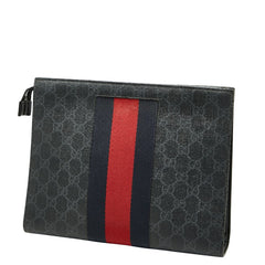 グッチ GGスプリーム シェリーライン クラッチバッグ 475316 ブラック PVC メンズ GUCCI 【中古】