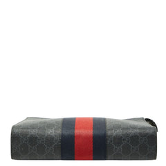 グッチ GGスプリーム シェリーライン クラッチバッグ 475316 ブラック PVC メンズ GUCCI 【中古】