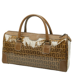 フェンディ ズッキーノ ハンドバッグ ブラウン PVC レザー レディース FENDI 【中古】