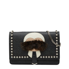 フェンディ カーリト スタッズ チェーン ショルダーバッグ ウォレットバッグ 8M0346 ブラック レザー レディース FENDI 【中古】
