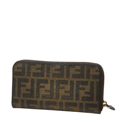 フェンディ ズッカ ラウンドファスナー 長財布 8M0299 ブラウン PVC レディース FENDI 【中古】