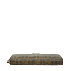 フェンディ ズッカ ラウンドファスナー 長財布 8M0299 ブラウン PVC レディース FENDI 【中古】