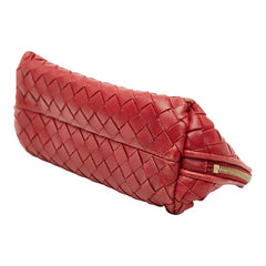 ボッテガヴェネタ イントレチャート ポーチ レッド レザー レディース BOTTEGAVENETA 【中古】