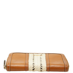 バーバリー ラウンドファスナー 長財布 ブラウン アイボリー レザー レディース BURBERRY 【中古】