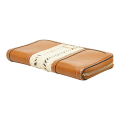 バーバリー ラウンドファスナー 長財布 ブラウン アイボリー レザー レディース BURBERRY 【中古】