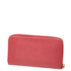 プラダ リボン ラウンドファスナー 長財布 ピンク サフィアーノレザー レディース PRADA 【中古】